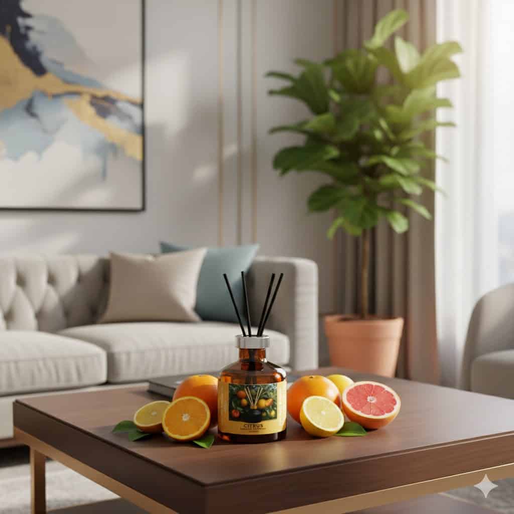 Tinh dau khuech tan citrus phu hop cho phong khach Tinh dau khuech tan citrus phu hop cho phong khach