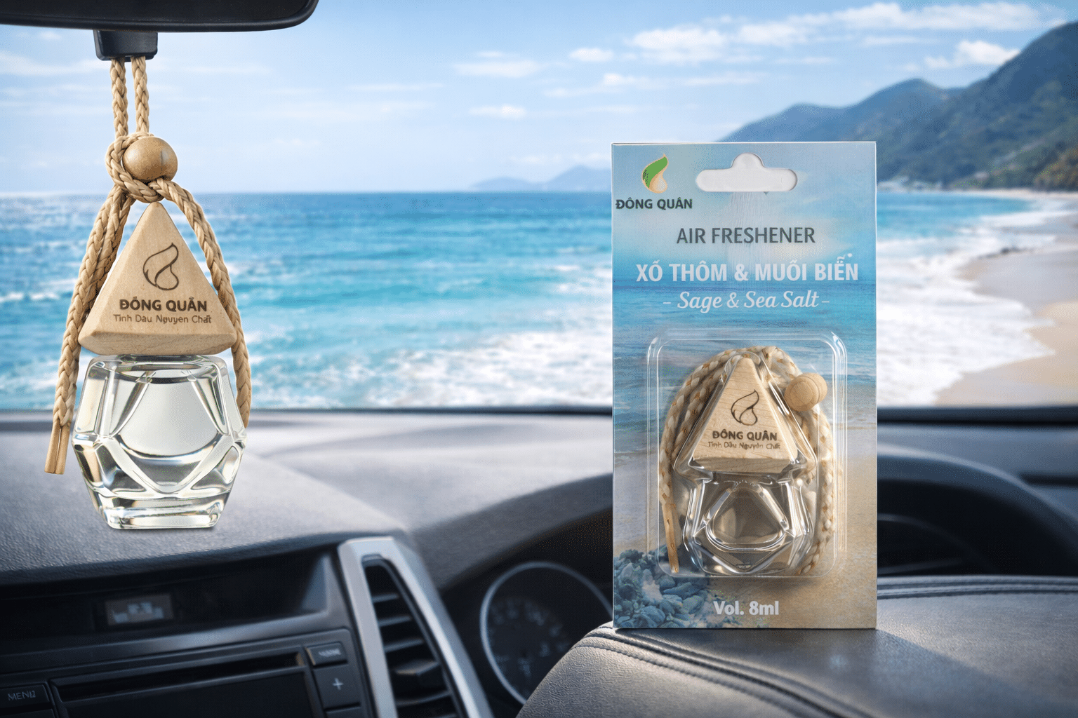 Tinh Dầu Treo Xe Hương Xô Thơm và Muối Biển