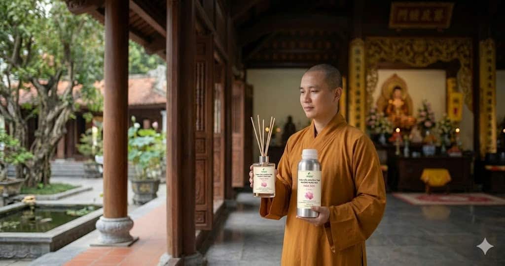 Tinh dau khuech tan hương sen da nang cho khong gian tho cung