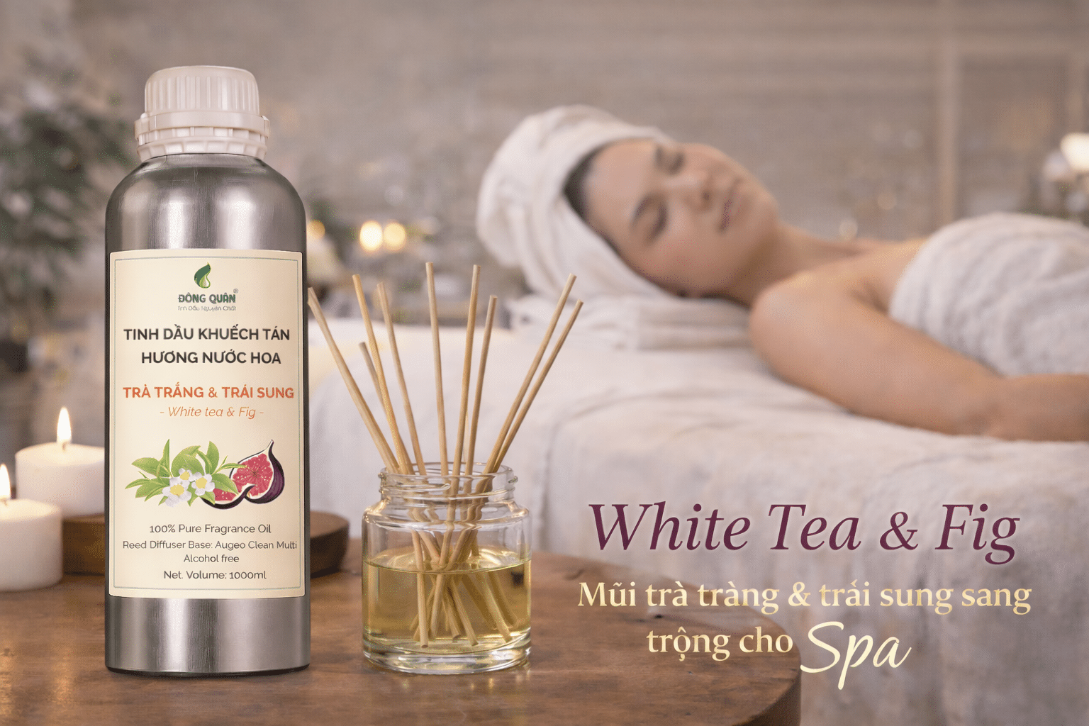 Tinh dầu khuếch tán thơm phòng White Tea & Fig – Mùi trà trắng & trái sung sang trọng chuẩn khách sạn 5 sao 3 Tinh dau khuech tan thom phong white tea & fig cho spa cao cap
