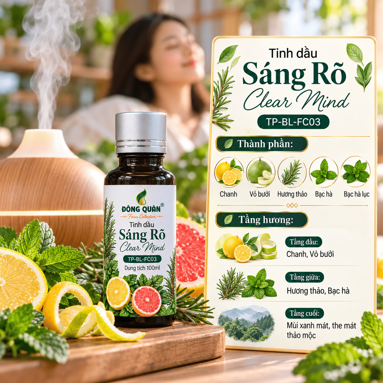 Tinh Dầu Tỉnh Táo – Sáng Rõ Đông Quân/ Clear Mind 2 Tinh Dầu Tỉnh Táo – Sáng Rõ Đông Quân/ Clear Mind - Ảnh 2
