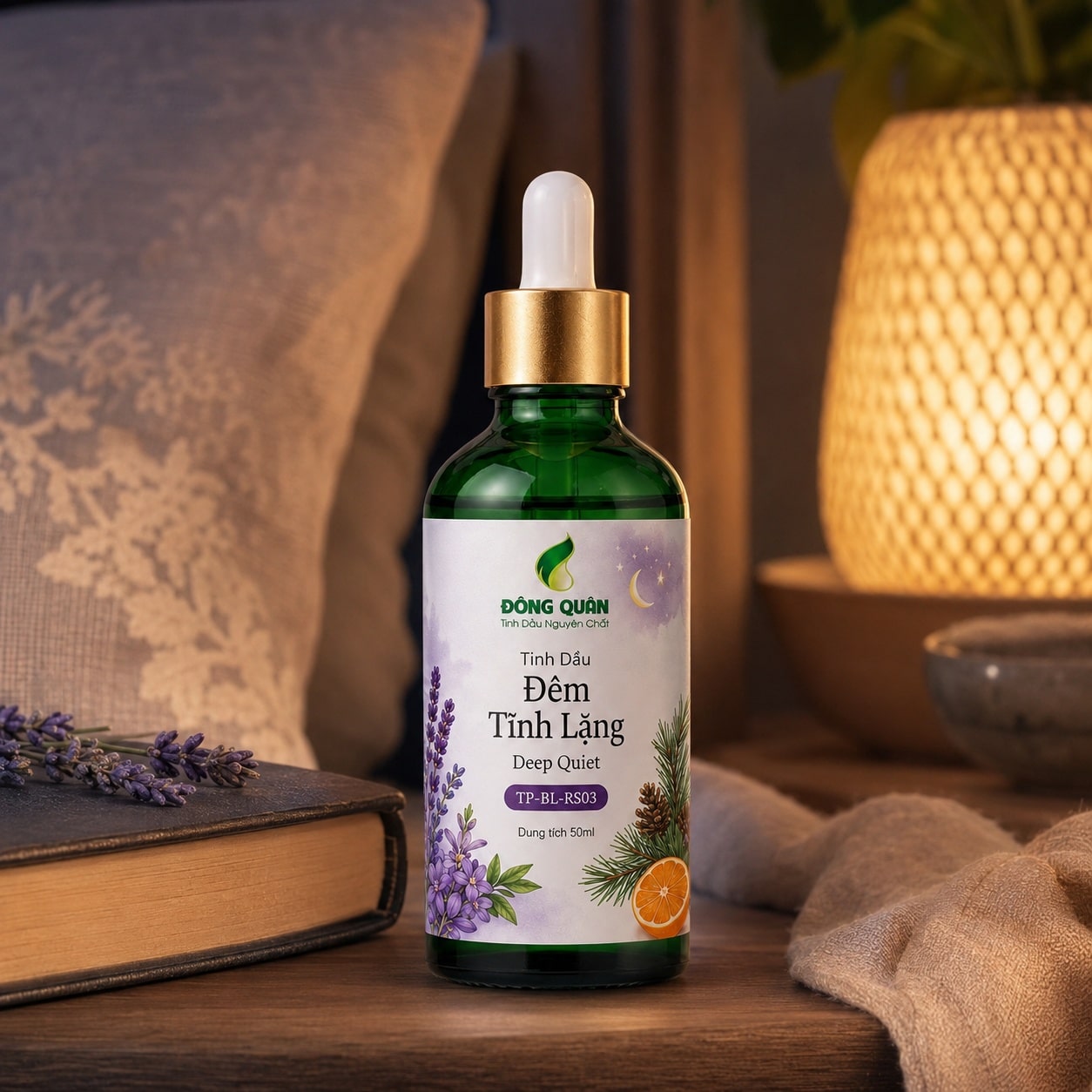 Tinh Dầu Phòng Ngủ – Đêm Tĩnh Lặng Đông Quân / Deep Quiet 2 Tinh dầu Đêm Tĩnh Lặng Deep Quiet Đông Quân chai 100ml trong không gian tĩnh lặng cuối ngày