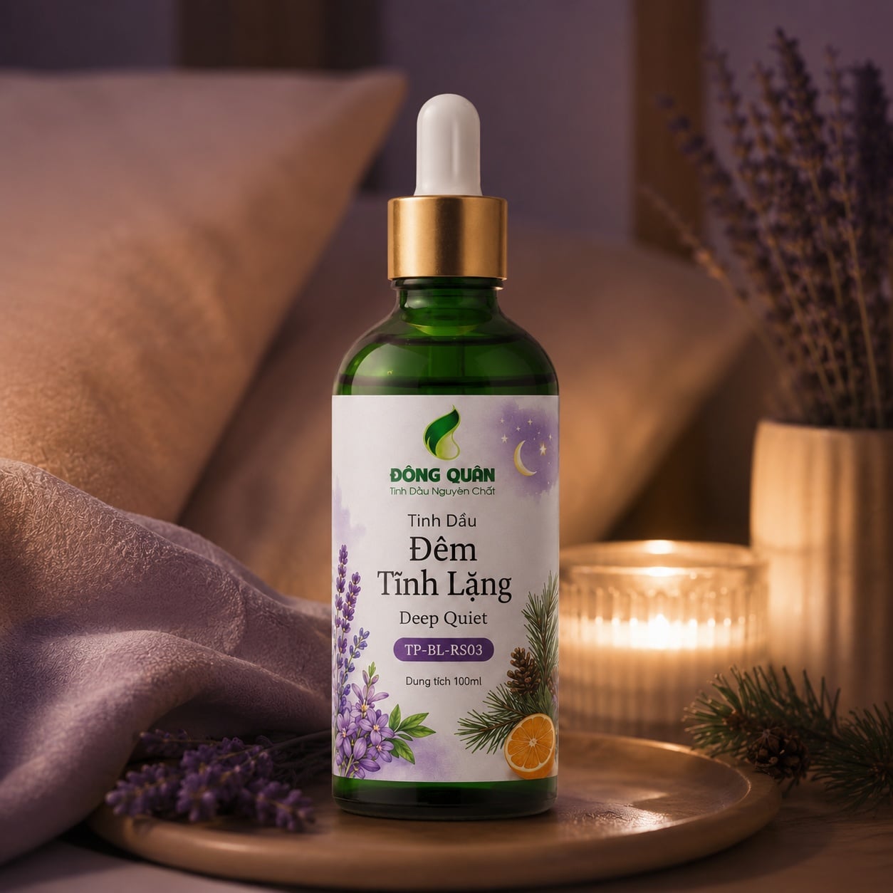 Tinh Dầu Phòng Ngủ – Đêm Tĩnh Lặng Đông Quân / Deep Quiet 3 Tinh dầu Đêm Tĩnh Lặng Deep Quiet Đông Quân chai 50ml tại góc thiền và nghỉ ngơi
